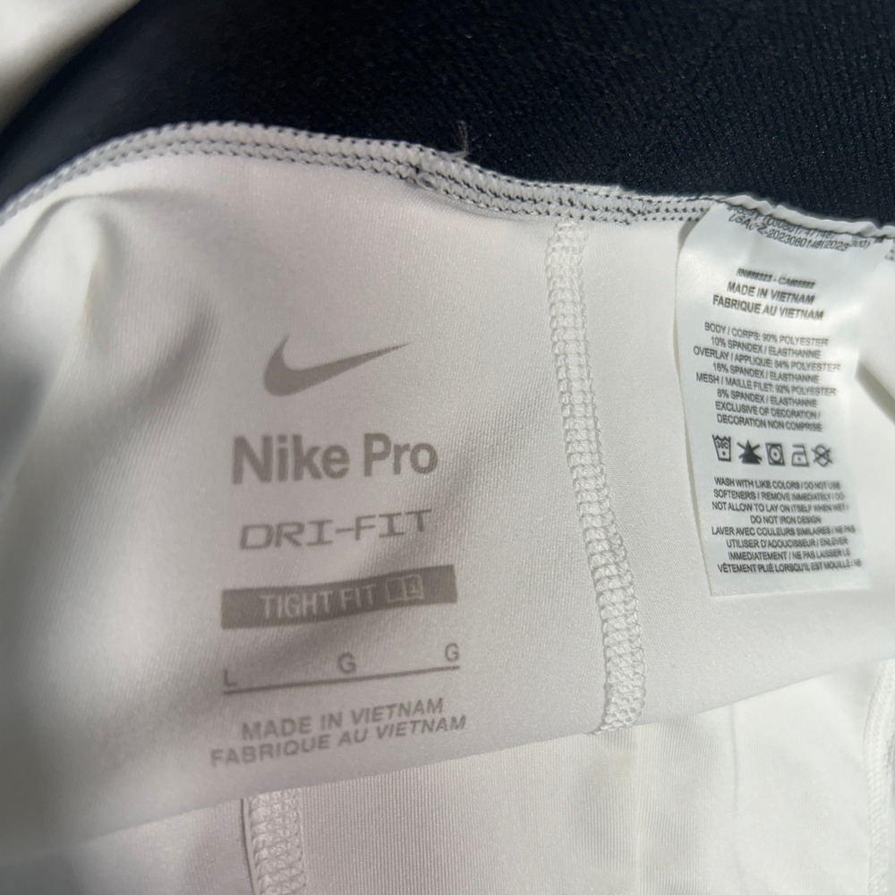Nike Pro Dri-FIT Boys 3/4 Compression Tights White Black Waistband Size Large - Picture 5 of 12